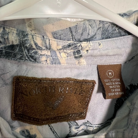 North River Short Sleeve Button Down Shirt Blue Fishing - Picture 11 of 11